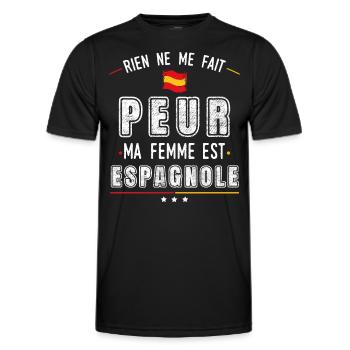 Espagnole humour pays idée cadeau drapeau Espagne - T-shirt sport Homme - noir - Devant - AI Model Male 178 dark (178cm)