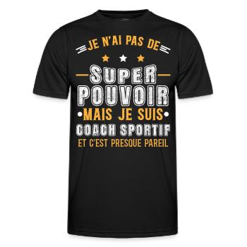 Coach sportif, idée cadeau entraîneur. Coaching - T-shirt sport Homme - noir - Devant - AI Model Male 178 dark (178cm)
