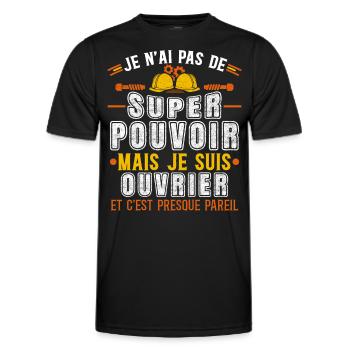 Chantier cadeau ouvriers humour métier du bâtiment - T-shirt sport Homme - noir - Devant - AI Model Male 178 dark (178cm)
