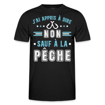 Pêcheur idée cadeau Pêche Citations Humour passion - T-shirt sport Homme - noir - Devant - AI Model Male 178 dark (178cm)