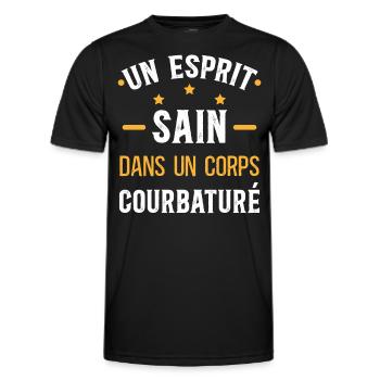 Musculation Sport. Citation Sportif Drôle Original - T-shirt sport Homme - noir - Devant - AI Model Male 178 dark (178cm)
