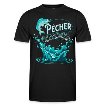 Pêche Cadeau pour Pêcheur Sport Citation Humour - T-shirt sport Homme - noir - Devant - AI Model Male 178 dark (178cm)