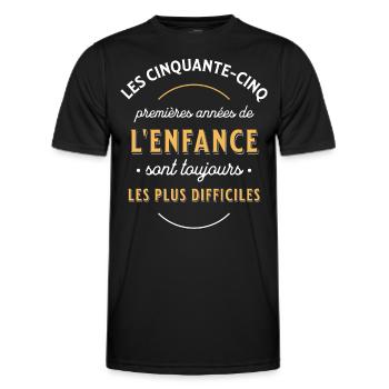 Anniversaire 55 ans, idée cadeau date de naissance - T-shirt sport Homme - noir - Devant - AI Model Male 178 dark (178cm)