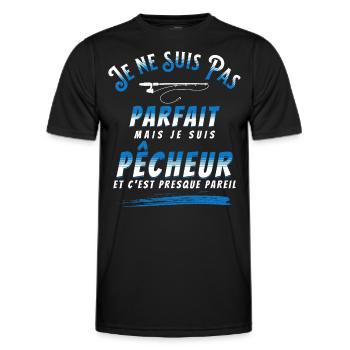 Pêche Cadeau pour Pêcheur Sport Citation Humour - T-shirt sport Homme - noir - Devant - AI Model Male 178 dark (178cm)