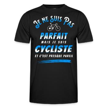 Cycliste, idée cadeau pour passionné vélo Cyclisme - T-shirt sport Homme - noir - Devant - AI Model Male 178 dark (178cm)