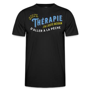 Pêche Cadeau pour Pêcheur Sport Citation Humour - T-shirt sport Homme - noir - Devant - AI Model Male 178 dark (178cm)