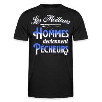 Pêche Cadeau pour Pêcheur Sport Citation Humour - T-shirt sport Homme - noir - Devant - AI Model Male 178 dark (178cm)