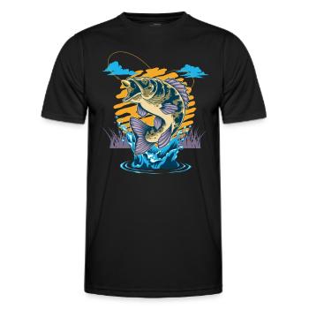 Pêche Cadeau pour Pêcheur Sport Citation Humour - T-shirt sport Homme - noir - Devant - AI Model Male 178 dark (178cm)