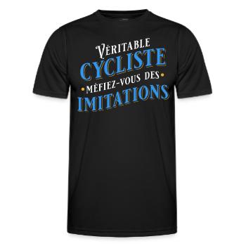 Cycliste, idée cadeau pour passionné vélo Cyclisme - T-shirt sport Homme - noir - Devant - AI Model Male 178 dark (178cm)