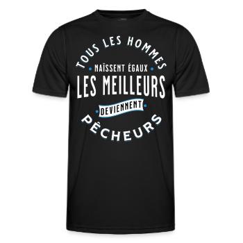 Pêche Cadeau pour Pêcheur Sport Citation Humour - T-shirt sport Homme - noir - Devant - AI Model Male 178 dark (178cm)
