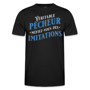 Pêche Cadeau pour Pêcheur Sport Citation Humour - T-shirt sport Homme - noir - Devant - AI Model Male 178 dark (178cm)