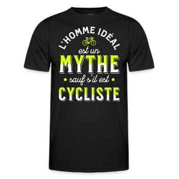 Cycliste, idée cadeau pour passionné vélo Cyclisme - T-shirt sport Homme - noir - Devant - AI Model Male 178 dark (178cm)