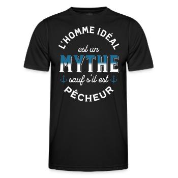 Pêche Cadeau pour Pêcheur Sport Citation Humour - T-shirt sport Homme - noir - Devant - AI Model Male 178 dark (178cm)