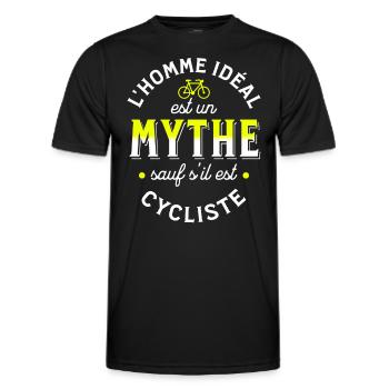Cycliste, idée cadeau pour passionné vélo Cyclisme - T-shirt sport Homme - noir - Devant - AI Model Male 178 dark (178cm)