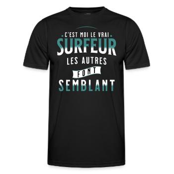 Surf Idée Cadeau Pour Surfeur Citation Humour - T-shirt sport Homme - noir - Devant - AI Model Male 178 dark (178cm)
