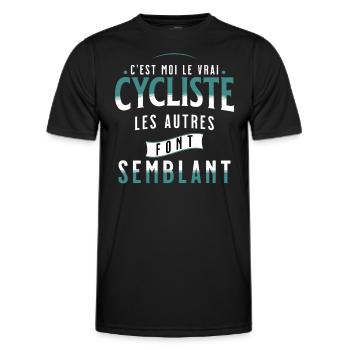 Cycliste, idée cadeau pour passionné vélo Cyclisme - T-shirt sport Homme - noir - Devant - AI Model Male 178 dark (178cm)