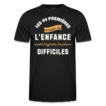 Anniversaire 44 ans Idée cadeau date de naissance - T-shirt sport Homme - noir - Devant - AI Model Male 178 dark (178cm)