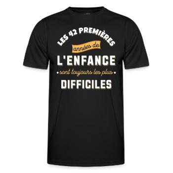 Anniversaire 42 ans Idée cadeau date de naissance - T-shirt sport Homme - noir - Devant - AI Model Male 178 dark (178cm)