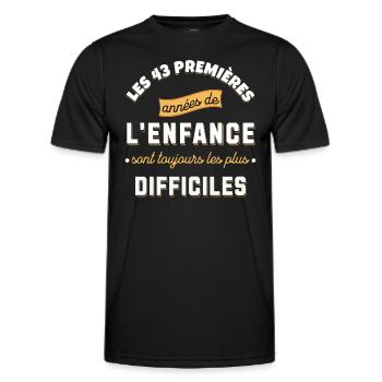 Anniversaire 43 ans Idée cadeau date de naissance - T-shirt sport Homme - noir - Devant - AI Model Male 178 dark (178cm)