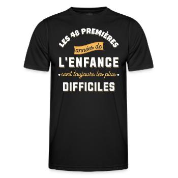 Anniversaire 48 ans Idée cadeau date de naissance - T-shirt sport Homme - noir - Devant - AI Model Male 178 dark (178cm)
