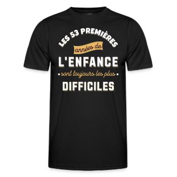 Anniversaire 53 ans Idée cadeau date de naissance - T-shirt sport Homme - noir - Devant - AI Model Male 178 dark (178cm)
