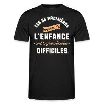Anniversaire 55 ans, idée cadeau date de naissance - T-shirt sport Homme - noir - Devant - AI Model Male 178 dark (178cm)
