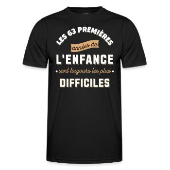 Cadeau pour Anniversaire 63 ans Date de Naissance - T-shirt sport Homme - noir - Devant - AI Model Male 178 dark (178cm)
