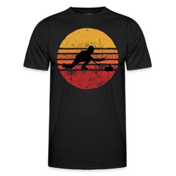 Stone Curling Wintersport 80er Jahre Stil Retro Vintage - Männer Funktions-T-Shirt - Schwarz - Vorne - AI Model Male 178 dark (178cm)