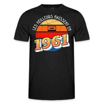 1961 Cadeau Pour anniversaire année de naissance - T-shirt sport Homme - noir - Devant - AI Model Male 178 dark (178cm)