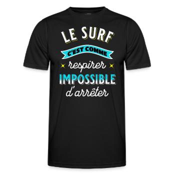 Surf Idée Cadeau Pour Surfeur Citation Humour - T-shirt sport Homme - noir - Devant - AI Model Male 178 dark (178cm)