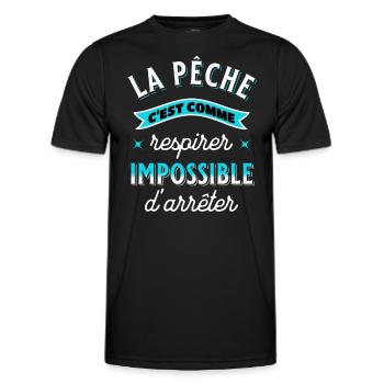 Pêche Cadeau pour Pêcheur Sport Citation Humour - T-shirt sport Homme - noir - Devant - AI Model Male 178 dark (178cm)