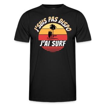 Surf Idée Cadeau Pour Surfeur Citation Humour - T-shirt sport Homme - noir - Devant - AI Model Male 178 dark (178cm)