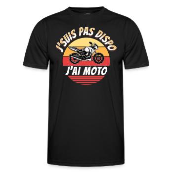Moto Cadeau pour Motard Rigolo Humour Citation - T-shirt sport Homme - noir - Devant - AI Model Male 178 dark (178cm)