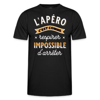 Apéro Cadeau Rigolo Bière Alcool Apéritif Humour - T-shirt sport Homme - noir - Devant - AI Model Male 178 dark (178cm)