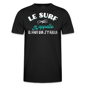 Surf Cadeau Pour Surfeur Citation Humour Rigolo - T-shirt sport Homme - noir - Devant - AI Model Male 178 dark (178cm)