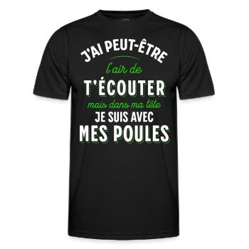 Poules Cadeau Humour Potager Citation Jardin Drôle - T-shirt sport Homme - noir - Devant - AI Model Male 178 dark (178cm)