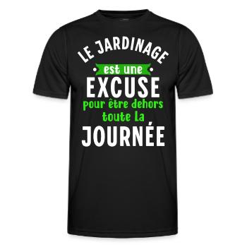 Jardin Cadeau pour Jardinier Potager Dicton Rigolo - T-shirt sport Homme - noir - Devant - AI Model Male 178 dark (178cm)