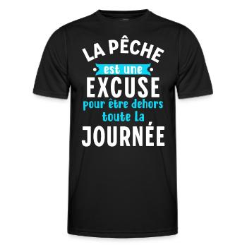 Pêche Cadeau Humour pour Pêcheur Slogan Rigolo Fun - T-shirt sport Homme - noir - Devant - AI Model Male 178 dark (178cm)