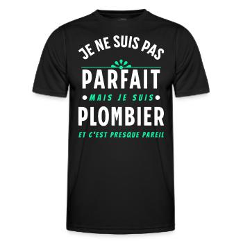Plombier Cadeau Humour Citation Rigolo Dicton - T-shirt sport Homme - noir - Devant - AI Model Male 178 dark (178cm)