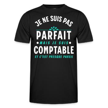 Comptable Cadeau Rigolo Dicton Humour Slogan - T-shirt sport Homme - noir - Devant - AI Model Male 178 dark (178cm)