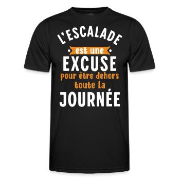 Escalade Cadeau pour Grimpeur Dicton Humour Slogan - T-shirt sport Homme - noir - Devant - AI Model Male 178 dark (178cm)