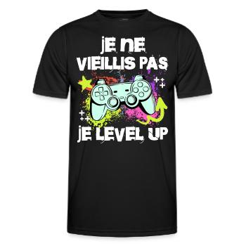 Papa Gamer Cadeau Gaming Vintage Jeux Vidéo Geek - T-shirt sport Homme - noir - Devant - AI Model Male 178 dark (178cm)