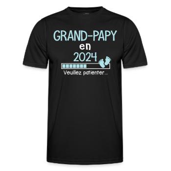 Grand-Papy en 2024 Cadeau Futur Grand-père - T-shirt sport Homme - noir - Devant - AI Model Male 178 dark (178cm)
