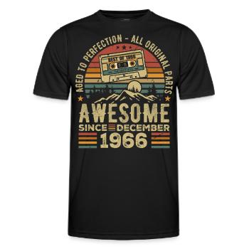 Anniversaire Décembre 1966 | Cadeau décembre 1966 - T-shirt sport Homme - noir - Devant - AI Model Male 178 dark (178cm)