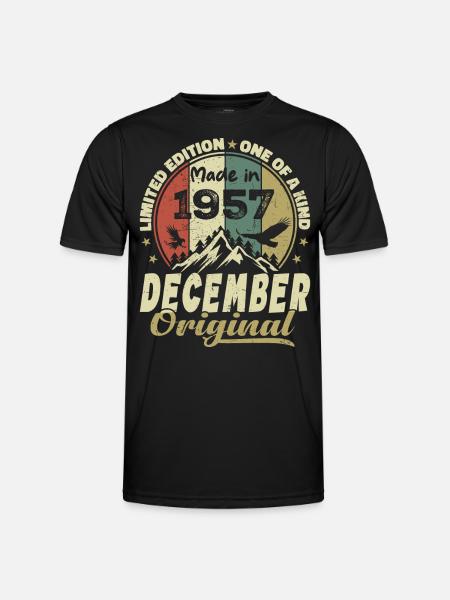 Vintage Retro Birthday Gift - December 1957 - Men's Functional T-Shirt - black