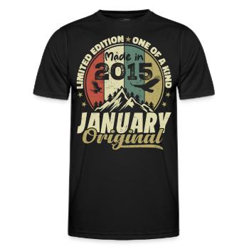 Anniversaire Janvier 2015 - Original Janvier 2015 - T-shirt sport Homme - noir - Devant - AI Model Male 178 dark (178cm)