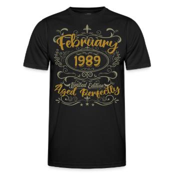 Idée cadeau février 1989 anniversaire février 1989 - T-shirt sport Homme - noir - Devant - AI Model Male 178 dark (178cm)