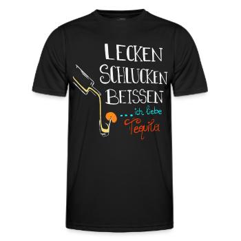 Lecken Schlucken Beissen Ich Liebe Tequila - Männer Funktions-T-Shirt - Schwarz - Vorne - AI Model Male 178 dark (178cm)