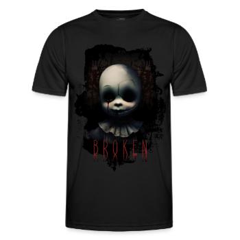Broken - Doll with Tear Darkness Mourning Gothic - Men's Functional T-Shirt - black - Front - AI Model Male 178 dark (178cm)