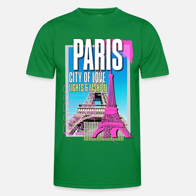 Paris Frankreich Stadt Skyline Eiffelturm Kunst Männer Funktions-T-Shirt